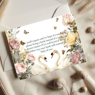 Elegant Watercolor Swans Books for Baby Enclosure Card