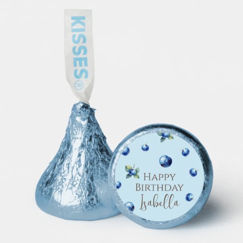 Elegant Watercolor Sweet Blue Berry Happy Birthday Hersheys Kisses