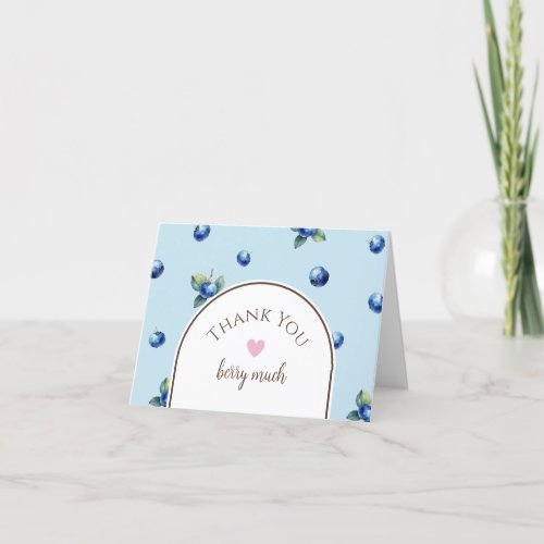 Elegant Watercolor Sweet Blueberry Berry Birthday Thank You Card