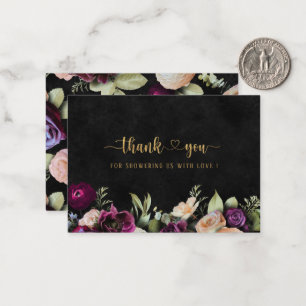 Elegant Watercolor tapestry flowers thank you Brid Note Card