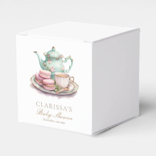Elegant Watercolor Tea Party Baby Shower Favor Boxes
