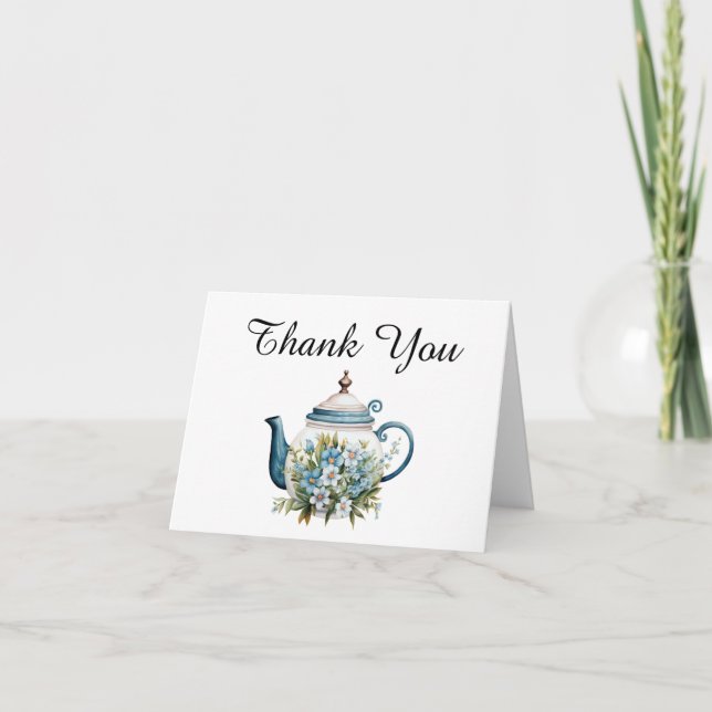 Elegant Watercolor Tea Party Thank You (Front)