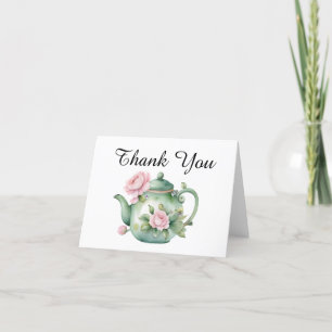 Elegant Watercolor Tea Party Thank You Card