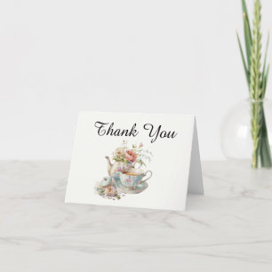 Elegant Watercolor Tea Party Thank You Card