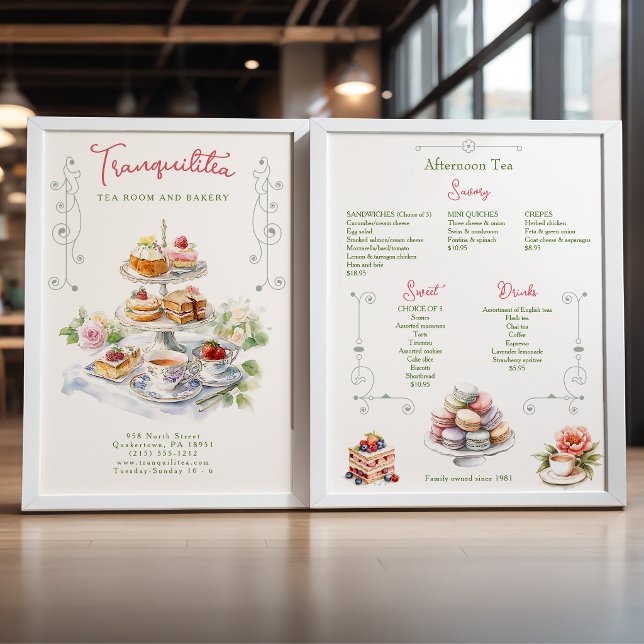 Elegant Watercolor Tea Room/Bakery Menu (Creator Uploaded)