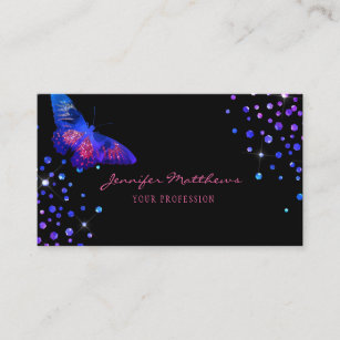 Elegant Watercolor Teal & Gold Glitter Business Card