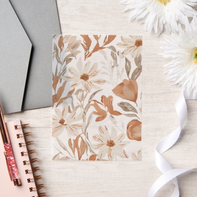 Elegant Watercolor Terracotta Floral Pattern  Vellum Invitations (Wedding)