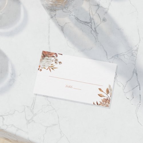 Elegant Watercolor Terracotta Floral Wedding  Place Card