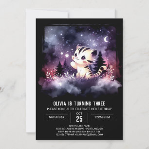 Elegant Watercolor Tiger Birthday Invitation