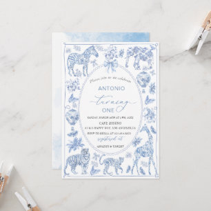 Elegant Watercolor Toile Safari Chinoiserie anima Invitation