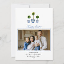 Elegant watercolor topiaries Easter family photo