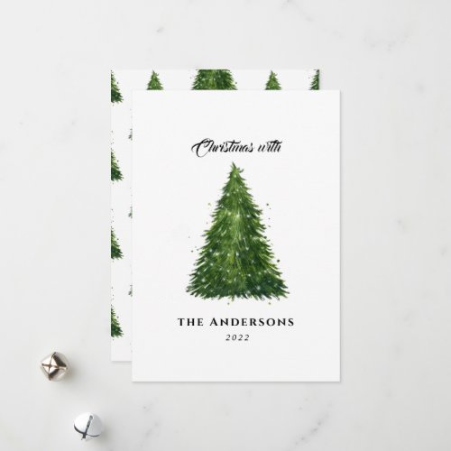 elegant watercolor tree christmas with holidays   holiday card