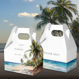 Elegant Watercolor Tropical Beach Wedding Favor Boxes