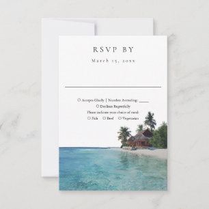 Elegant Watercolor Tropical Beach Wedding RSVP Card