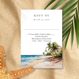Elegant Watercolor Tropical Beach Wedding RSVP Card