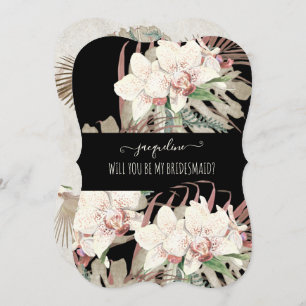 Elegant Watercolor Tropical Floral Be Bridesmaid Invitation