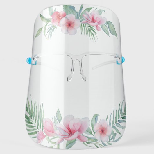 Elegant Watercolor Tropical Floral Personalized Face Shield (Front)