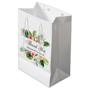 Elegant Watercolor Tropical Floral Thank You Medium Gift Bag