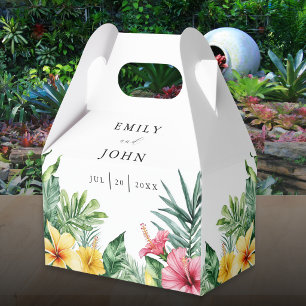 Elegant Watercolor Tropical Floral Wedding Favor Boxes