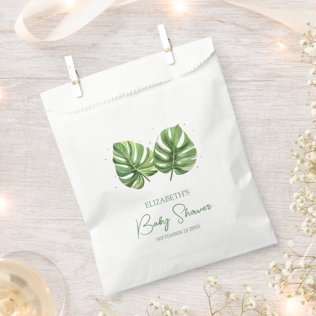 Elegant Watercolor Tropical Palm Baby Shower Favor Bag (Clipped)