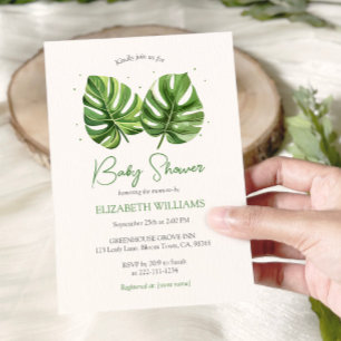 Elegant Watercolor Tropical Palm Baby Shower Invitation