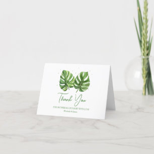 Elegant Watercolor Tropical Palm Baby Shower Letterpress Thank You Card
