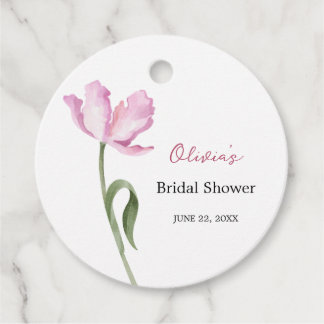 Elegant Watercolor Tulip Bridal Shower Favor Tag