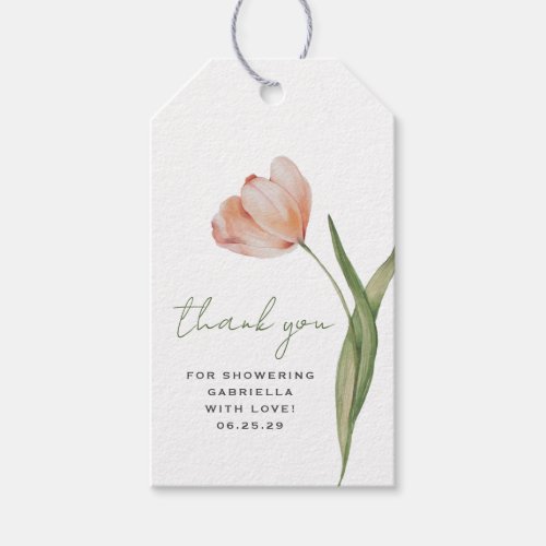 Elegant Watercolor Tulip Bridal Shower  Gift Tags
