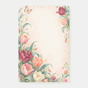 Elegant Watercolor Tulip Garden Floral Post-it Notes