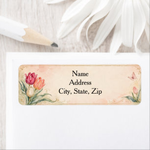 Elegant Watercolor Tulip Garden  Label