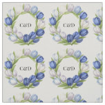 Elegant Watercolor Tulip Wreath Wedding Blue Ivory Fabric