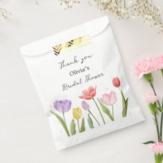 Elegant Watercolor Tulips Bridal Shower Favor Bag