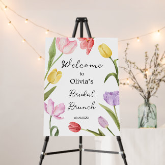 Elegant Watercolor Tulips Bridal Shower Foam Board