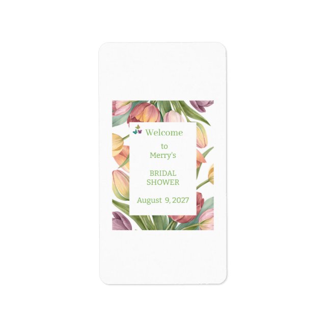 Elegant Watercolor Tulips  Label (Front)