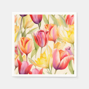 Elegant Watercolor Tulips Napkins