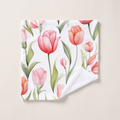 Elegant Watercolor Tulips Wash Cloth