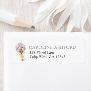 Elegant Watercolor Tulips Wedding Return Address Label