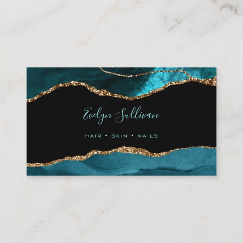 elegant watercolor turquoise agate business card