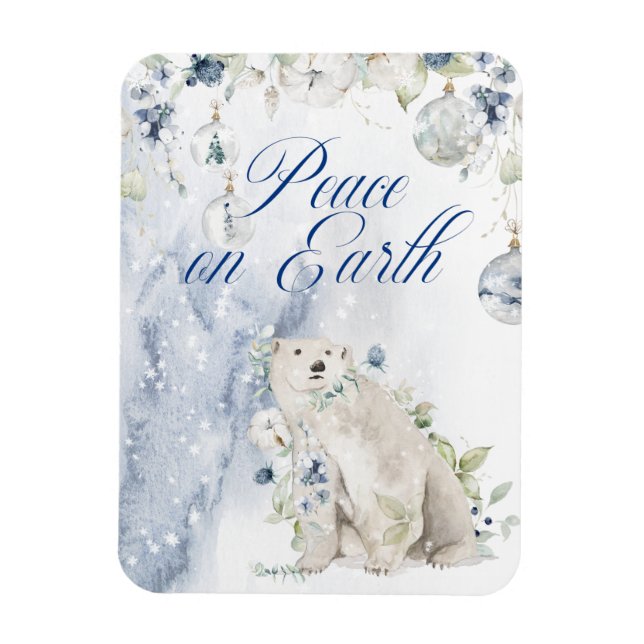 Elegant Watercolor Typography Greenery Snow Magnet (Vertical)