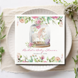 Elegant Watercolor Unicorn Chic Floral Baby Shower Napkins