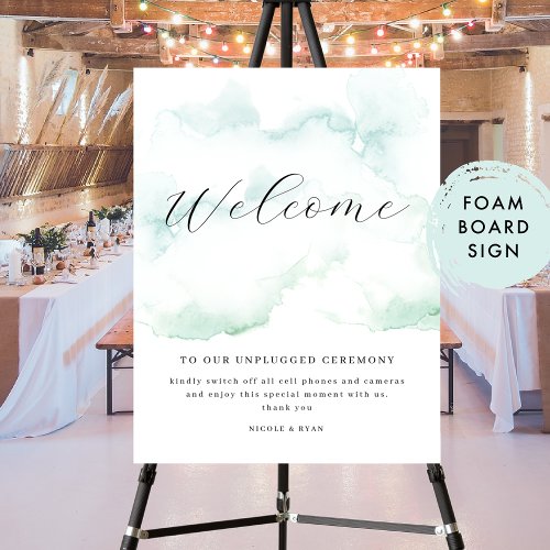 Elegant Watercolor Unplugged Ceremony Welcome  Foam Board
