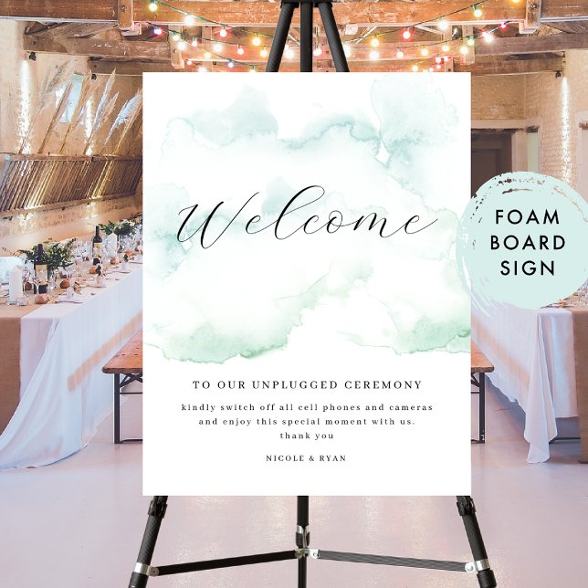 Elegant Watercolor Unplugged Ceremony Welcome  Foam Board (Creator Uploaded)