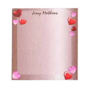 ELEGANT WATERCOLOR VALENTINE HEARTS LOVE GOLDEN NOTEPAD