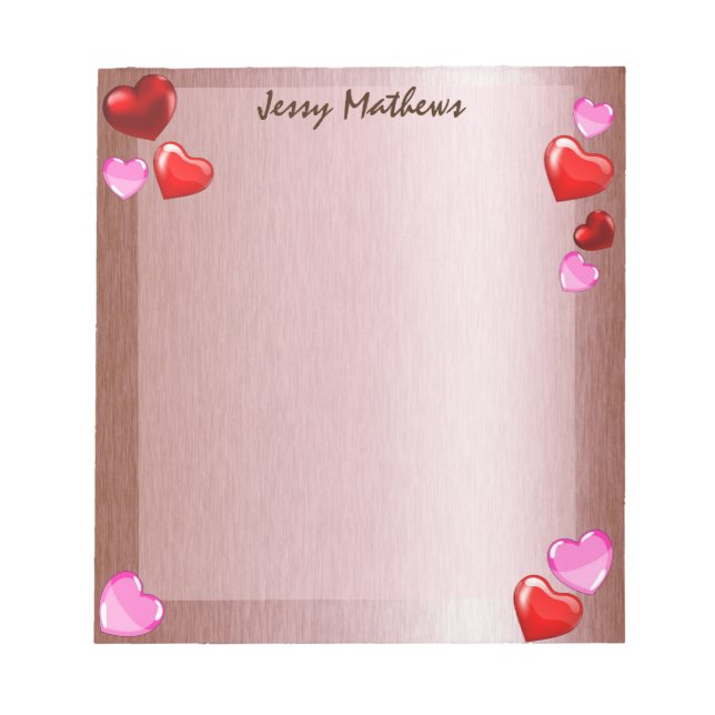ELEGANT WATERCOLOR VALENTINE HEARTS LOVE GOLDEN NOTEPAD (Front)