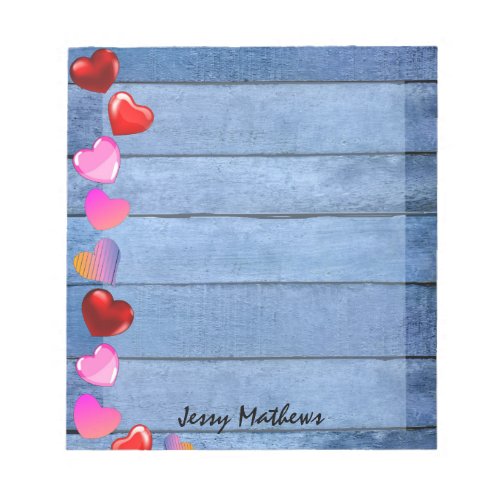 ELEGANT WATERCOLOR VALENTINE LOVE RED HEARTS NOTEPAD