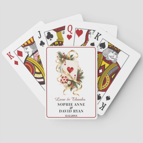 Elegant Watercolor Vegas Casino Night Gold Wedding Poker Cards