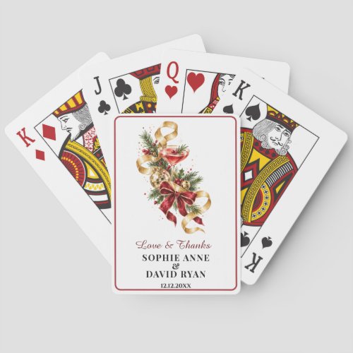 Elegant Watercolor Vegas Holiday Gold Wedding Poker Cards