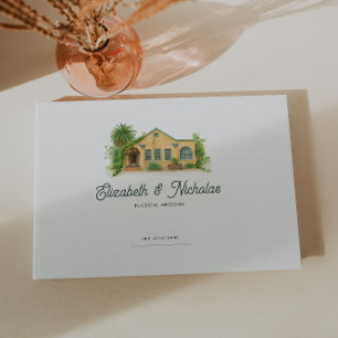 Elegant Watercolor Venue Illustration Wedding Guest Book