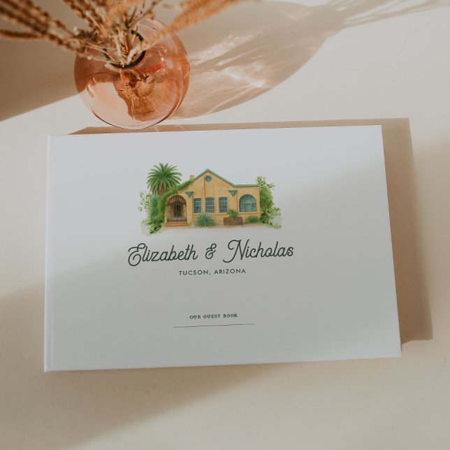 Elegant Watercolor Venue Illustration Wedding Guest Book (Creator Uploaded)