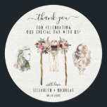 Elegant Watercolor Viking | Wedding Favor Classic Round Sticker<br><div class="desc">Add a special touch to envelopes, goodie bags, handmade treats, and more with our rustic mountain stickers. Add your custom wording to this design by using the "Edit this design template" boxes on the right hand side of the item, or click the blue "Customize it" button to arrange the text,...</div>